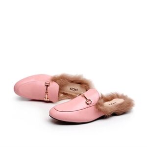 UGG Women's Pink Fur-Lined Loafers